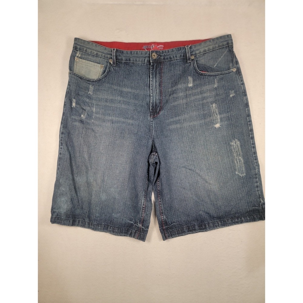 Brooklyn Xpress Mens 48 Denim Shorts Y2K Baggy Skater Distressed Embroidered